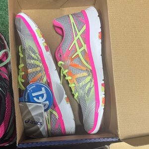 Asics Neon Pink and Gray Running Shoes